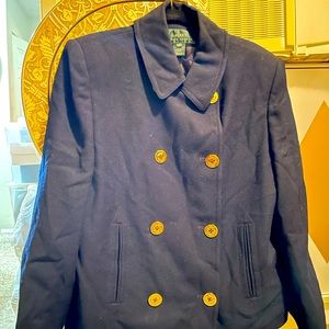 Ralph Lauren navy wool pea coat, size 16. Absolutely beautiful!